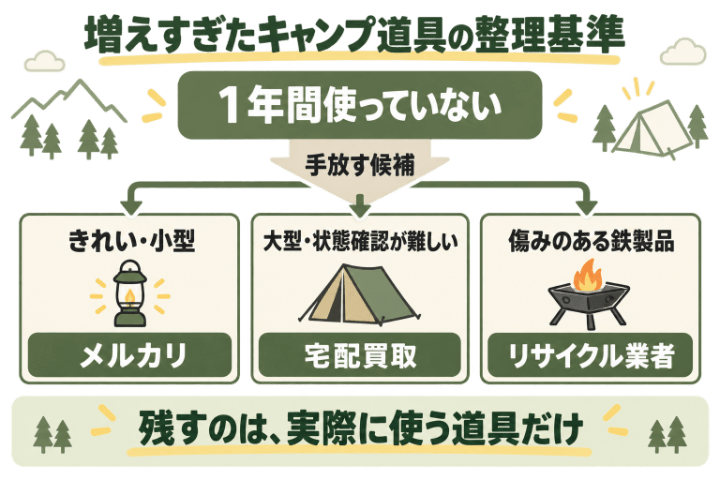 1年間使わないキャンプ道具を状態別に手放す判断基準